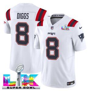 Mens or Youths Choose Stefon Diggs White Super Bowl LX Jersey Vapor Stitched